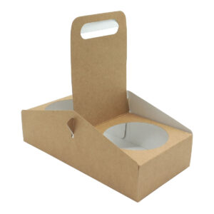 Coffee Cup Carrier LITE 2 CUPS | WHITE & KRAFT