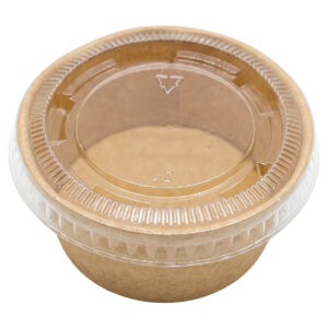 Paper Sauce Cup + Pet Lid 50ml ,100 ml | Kraft | White |, Prodelpak