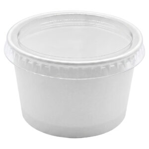 Paper Sauce Cup + Pet Lid 50ml ,100 ml | Kraft | White |, Prodelpak